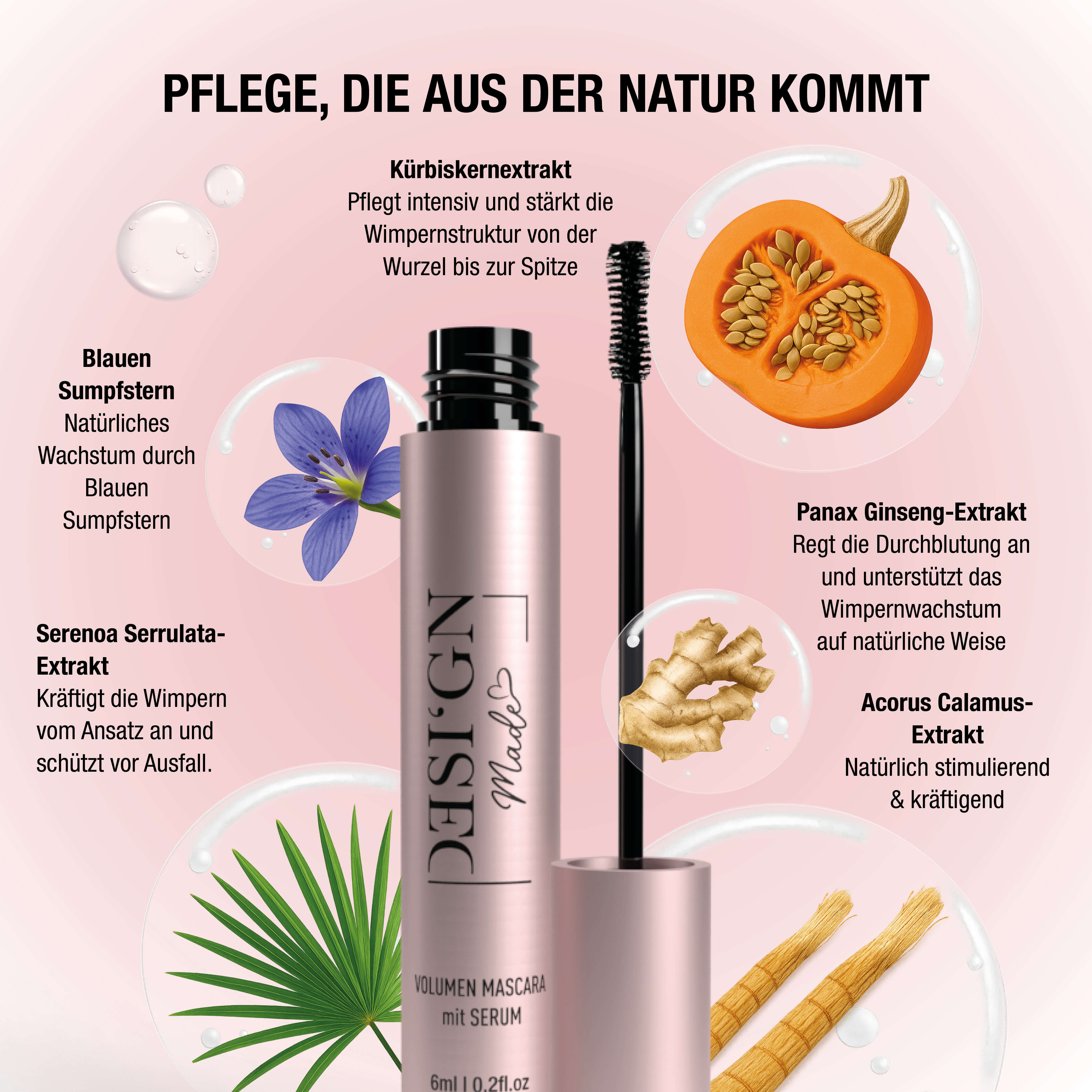 VOLUMEN MASCARA MIT WACHSTUMSERUM 6ML - DESI'GN MADE